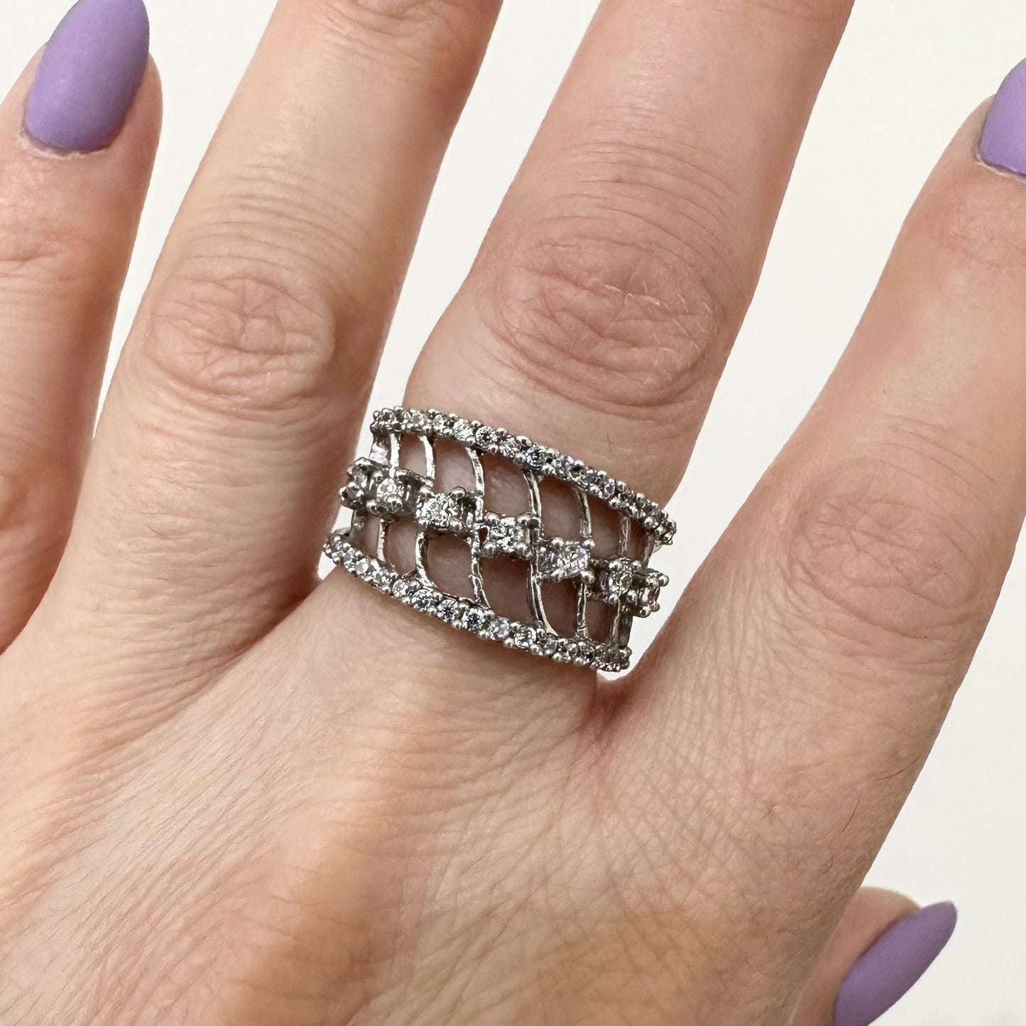 925 Sterling Silver CZ Filigree Ring for Women by Garust