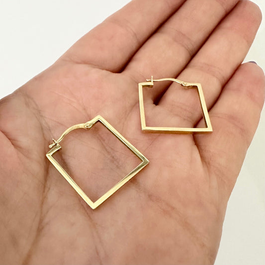 14K Gold Square Hoop Geometric Dainty Stylish Earrings Minimalist Jewelry by Garust