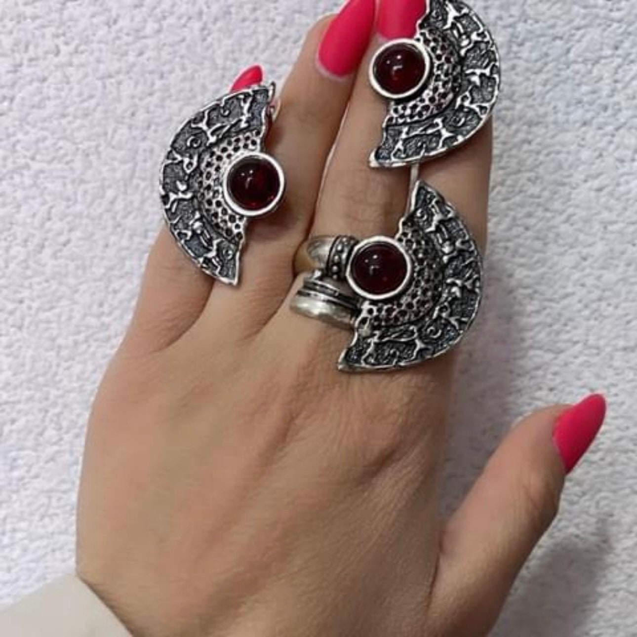 Sterling Silver Chunky Ring and Earrings Set Bold Statement Artisan Crafted Tribal Earrings Big Silver Ring Asymmetrical Armenian jewelry