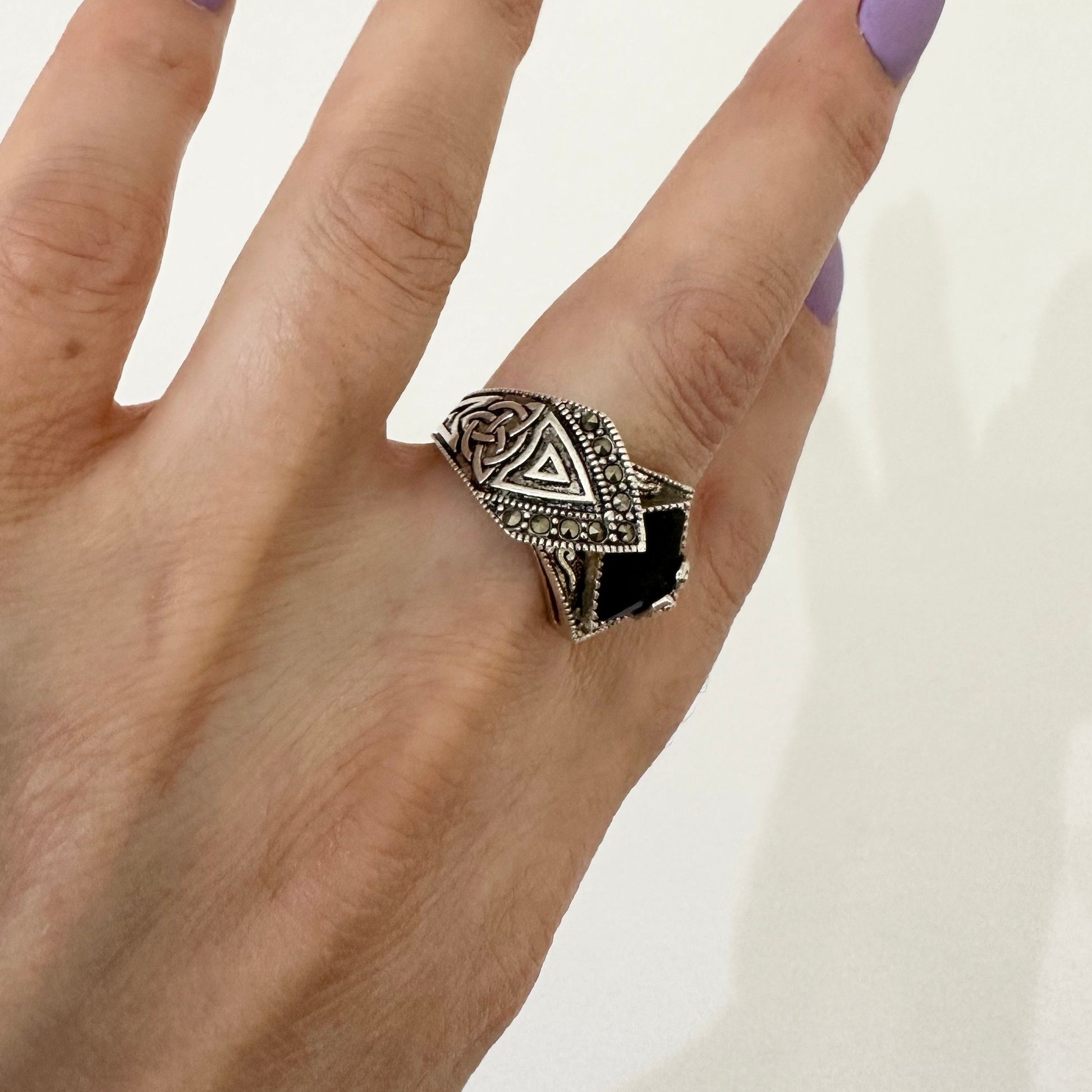 Art Deco Silver Marcasite Ring by Garust