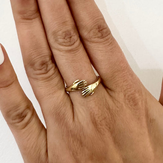14k Solid Yellow Gold Hugging Ring Adjustable Hug Embrace ring by Garust