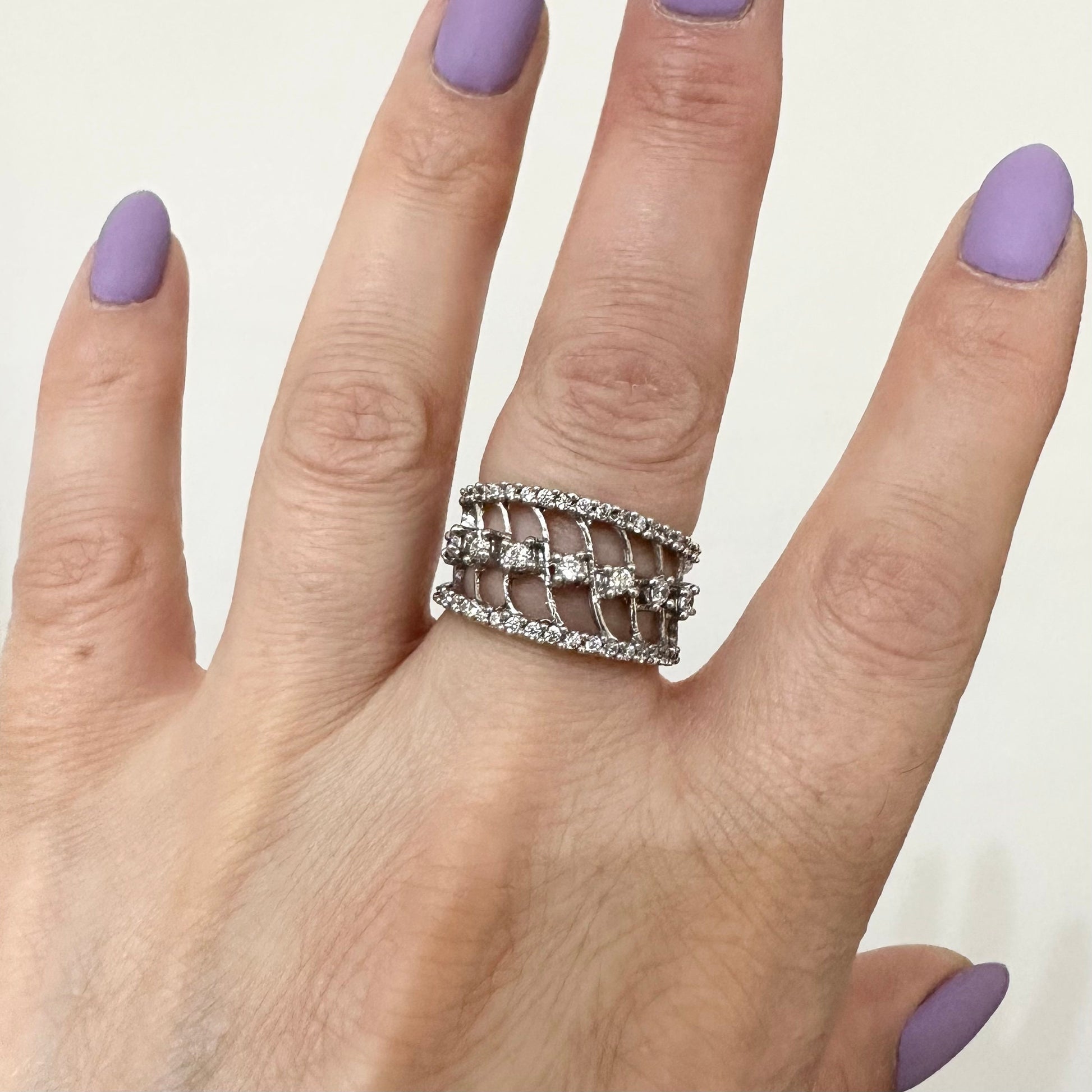 Sterling Silver CZ Filigree Ring for Women by Garust