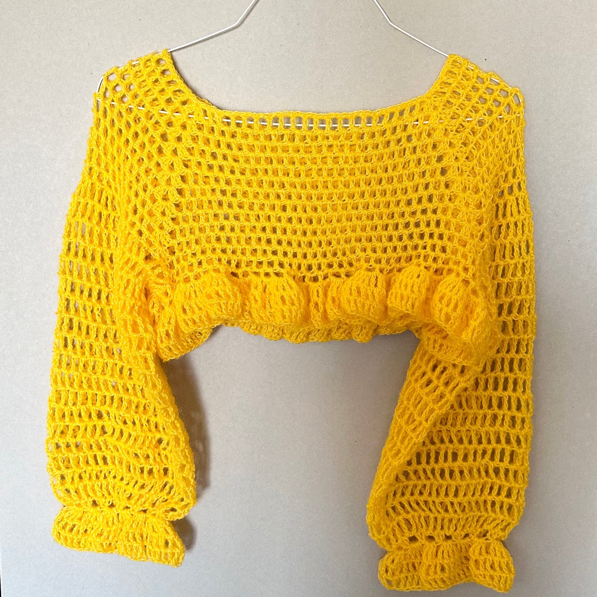 CROCHET PATTERN Top Crochet Sleeves sweater Long sleeve crop top ruffle top pattern Puffy sleeves jumper Cropped sweater Mesh top women