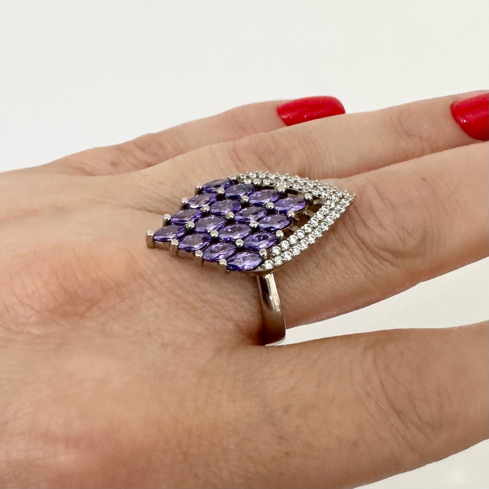 CZ Sterling Silver Statement Cocktail Ring by Garust