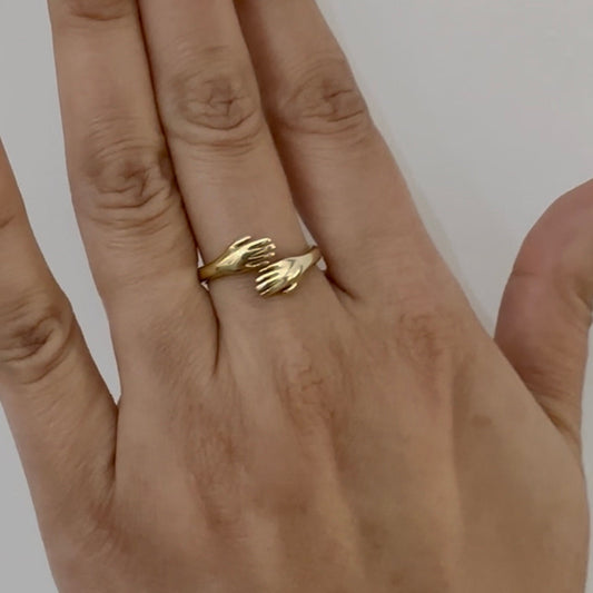 14k Solid Gold Hugging Ring Adjustable Hug Embrace ring by Garust