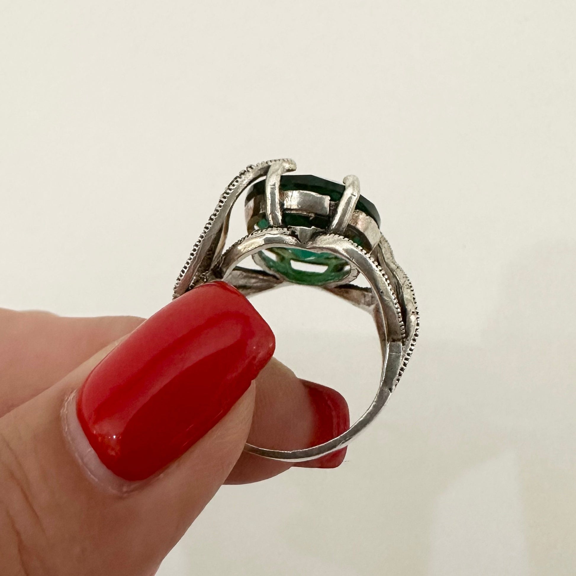 Green Marcasite Ring Women Armenian Jewelry by Garust