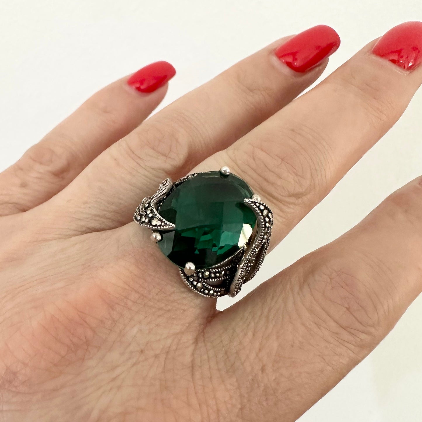 Sterling Silver Marcasite Ring Women Armenian Jewelry by Garust