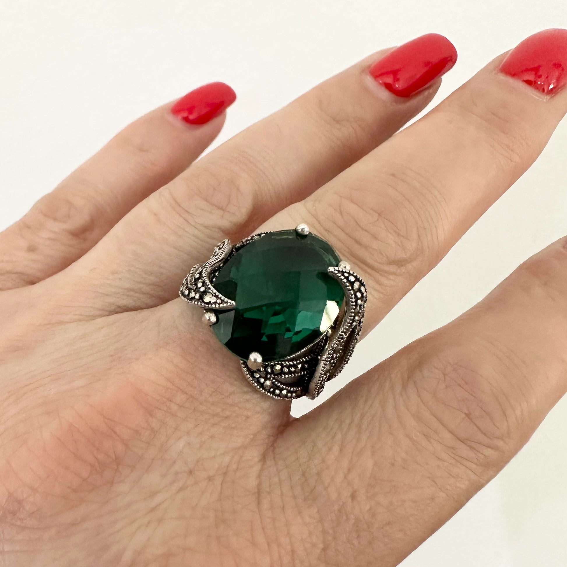 Sterling Silver Marcasite Ring Women Armenian Jewelry by Garust
