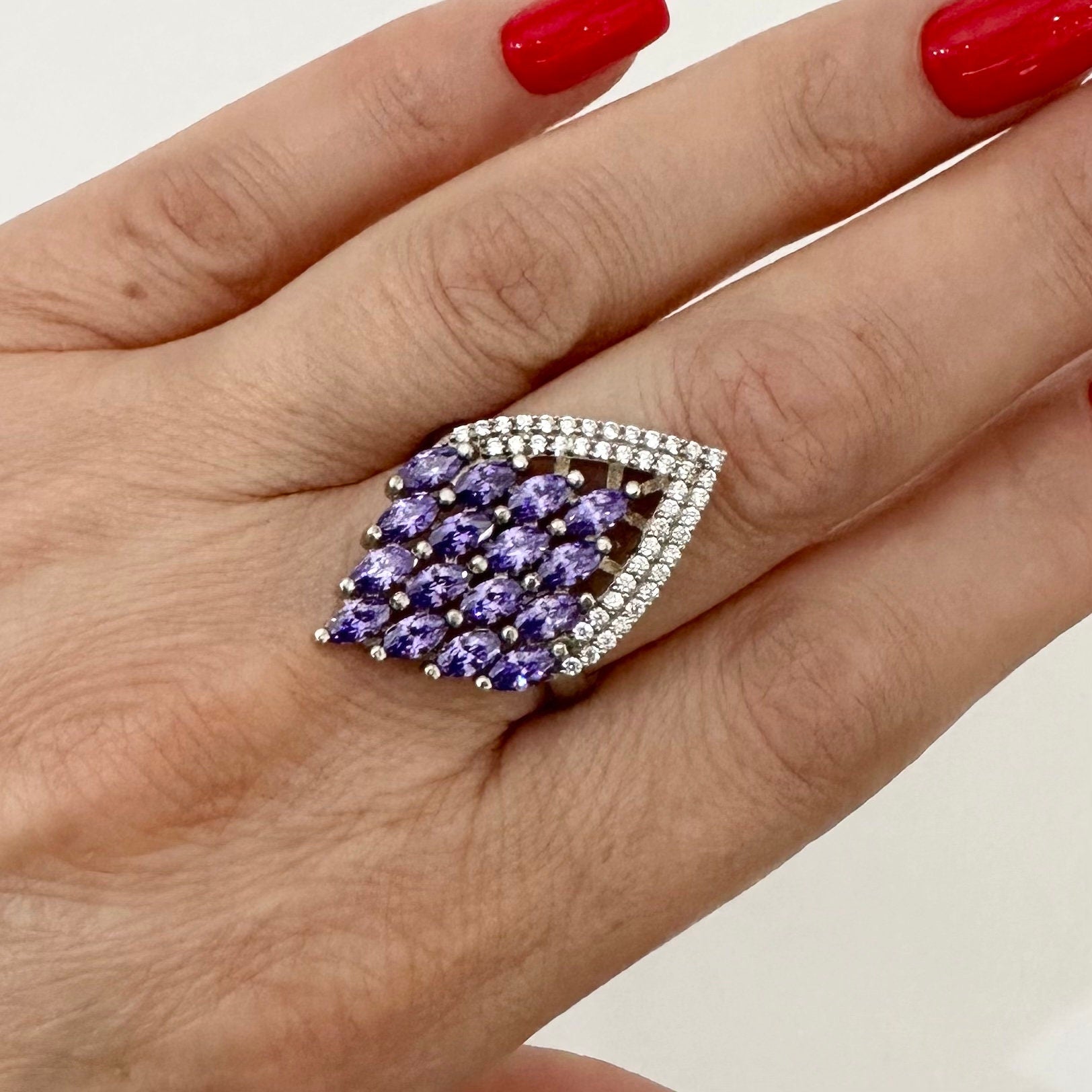 CZ Purple Statement Cocktail Ring by Garust