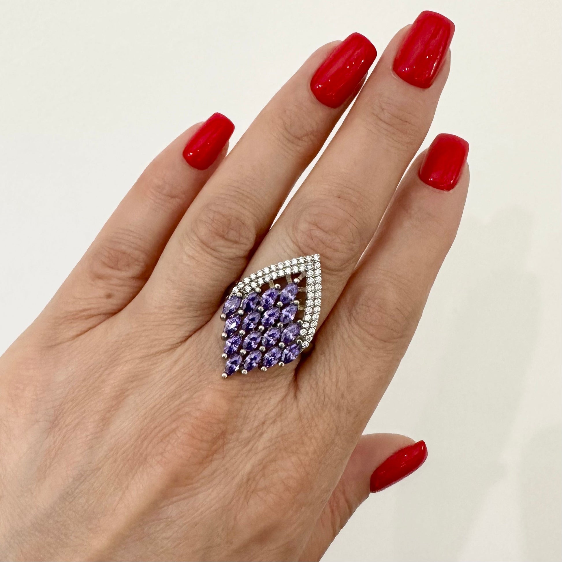 Sterling Silver Purple Statement Cocktail Ring by Garust
