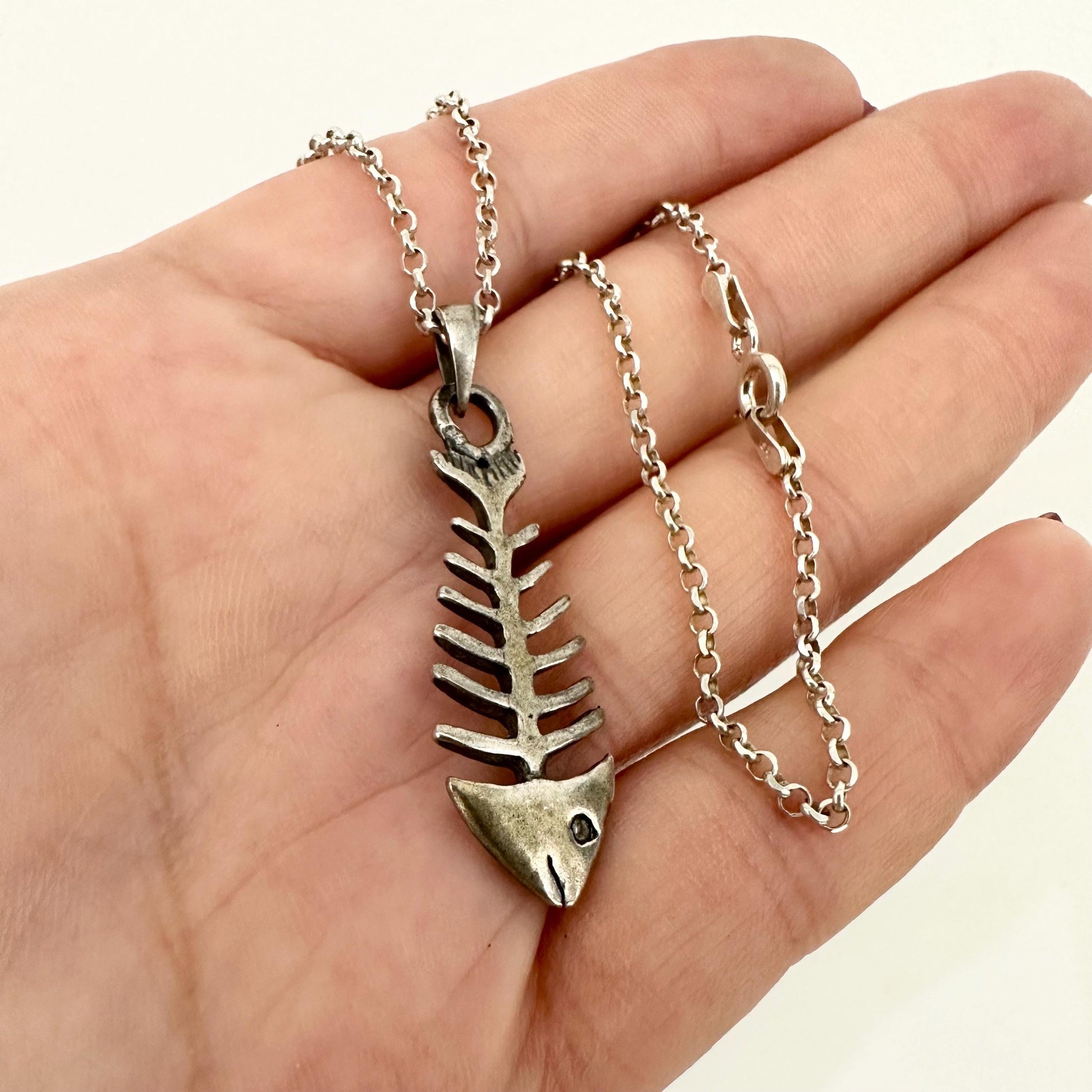 Fish Skeleton Pendant Necklace by Garust