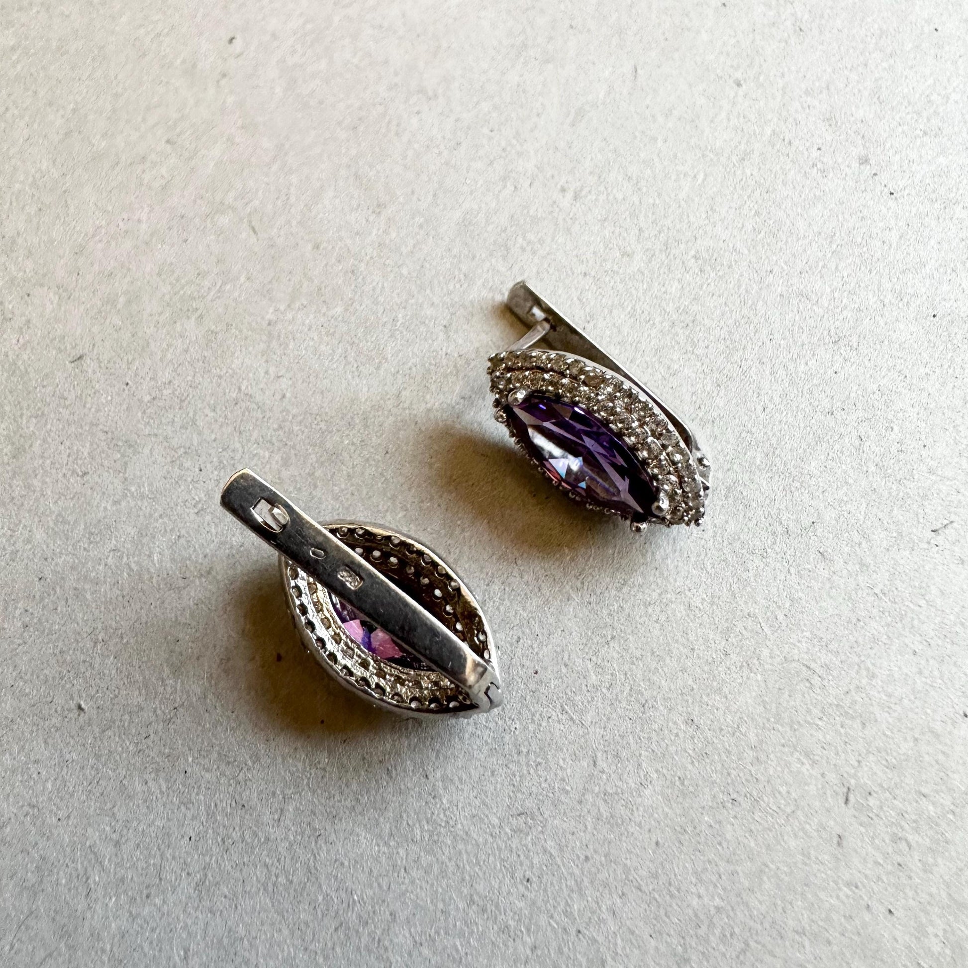 Marquise CZ Earrings Double Halo Earrings by Garust