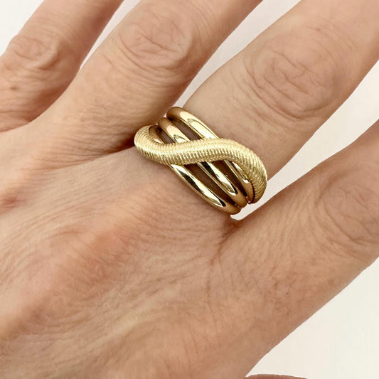 14k Gold Crossover Triple Crisscross Ring by Garust