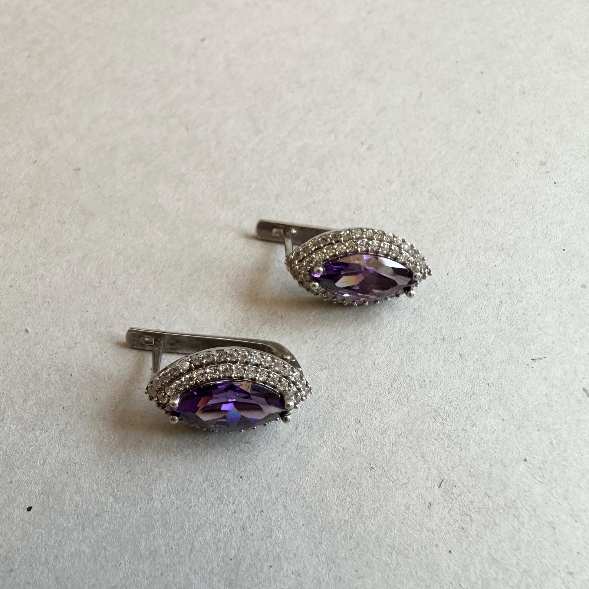 925 Sterling Silver Marquise CZ Earrings Double Halo Earrings by Garust