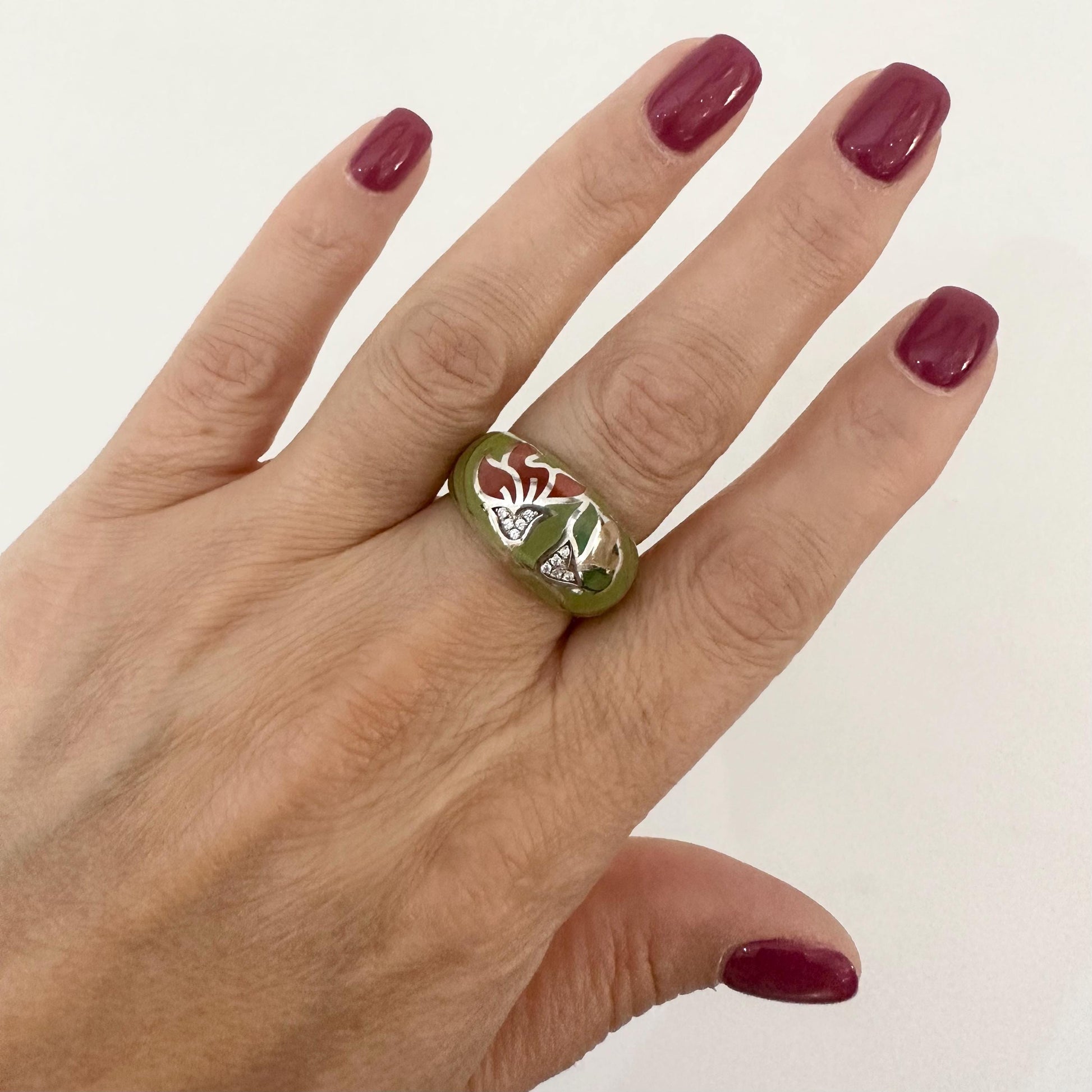 Multicolour Floral Boho Cocktail Ring Women by Garust