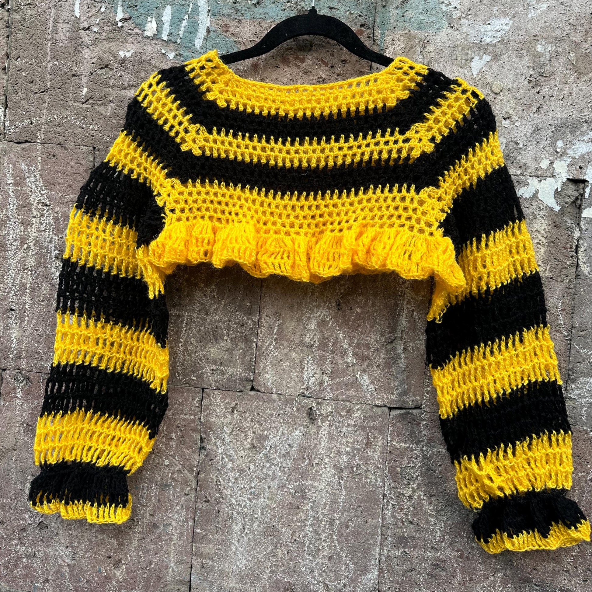 CROCHET PATTERN Top Crochet Sleeves sweater Long sleeve crop top ruffle top pattern Puffy sleeves jumper Cropped sweater Mesh top women