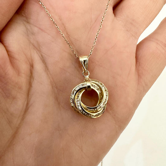 14k Solid Gold Open Triple Eternity Love Knot Pendant Necklace by Garust