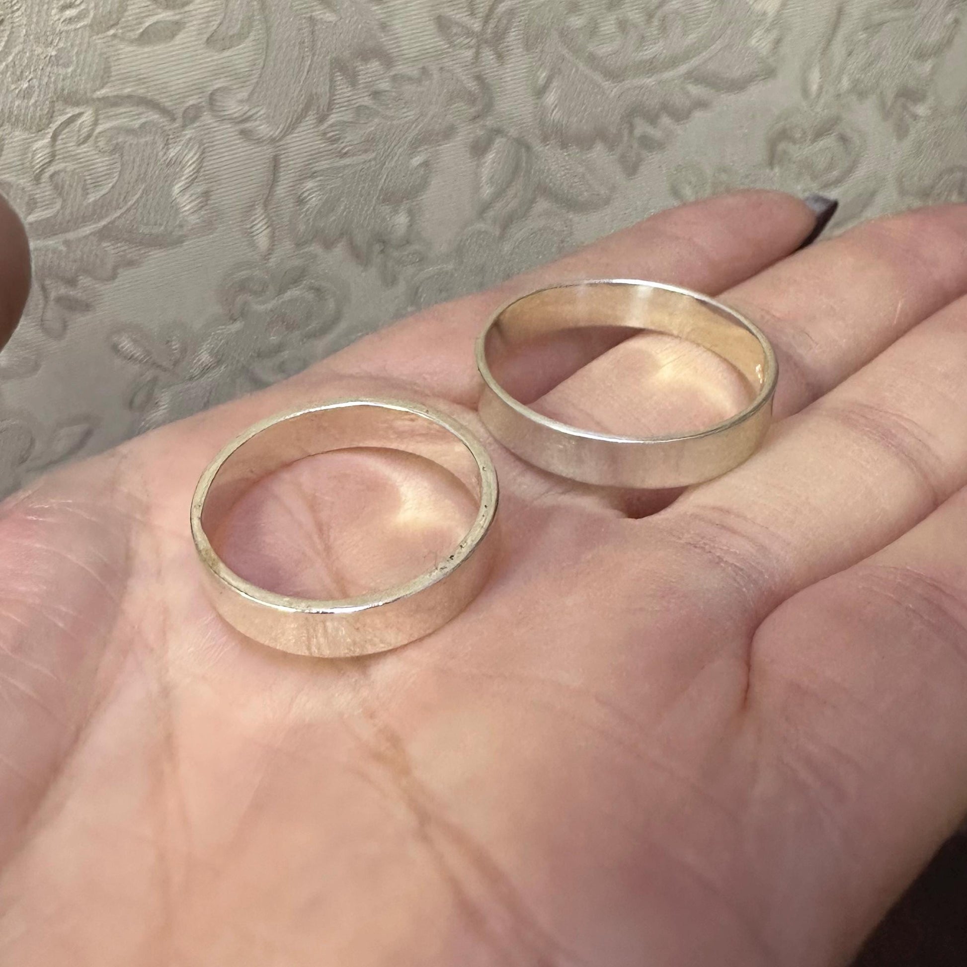 Sterling Silver Wedding Bands Matching Her and His Rings by Garust