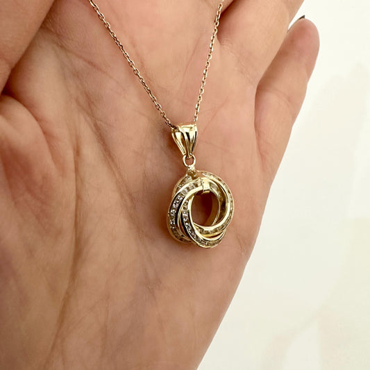 14k Solid Gold Triple Eternity Love Knot Pendant Necklace by Garust