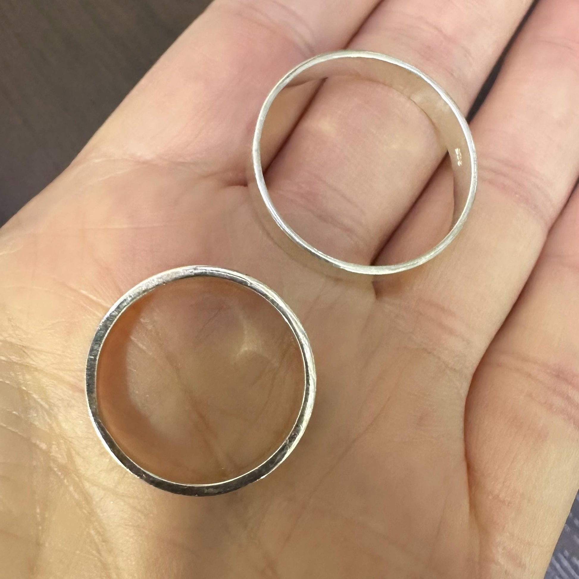 925 Sterling Silver Wedding Bands Matching Her and His Flat Rings by Garust