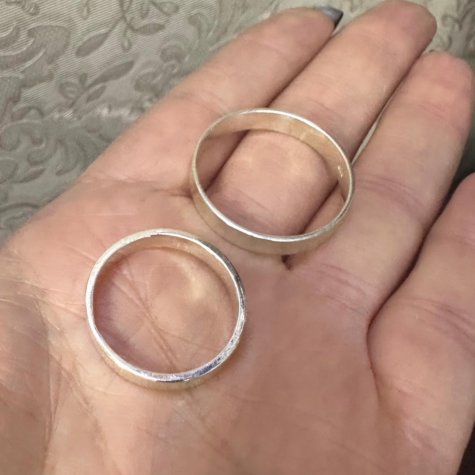 Sterling Silver 925 Wedding Bands Matching Her and His Flat Rings by Garust