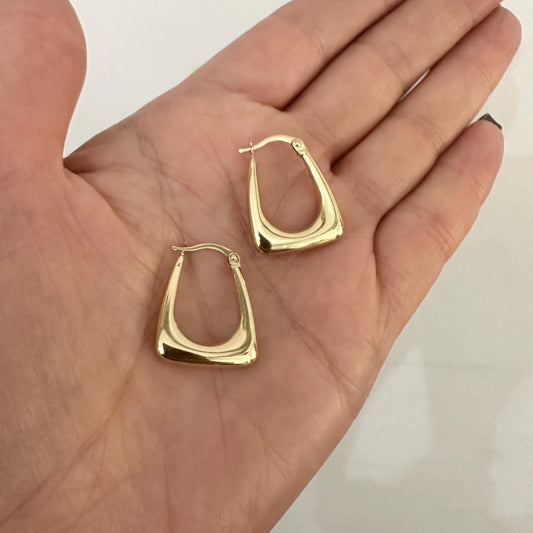 14K Real Gold Earrings Hollow Minimalist Everyday Earrings by Garust