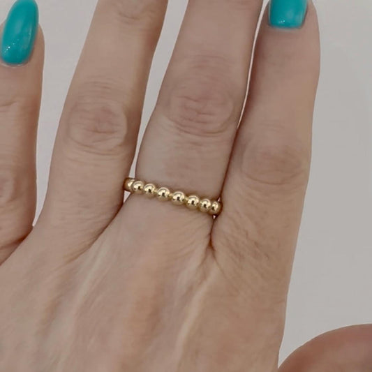 14k Gold Beaded Eternity Band Ring Dainty Stackable Ring Minimalist Jewelry by Garust