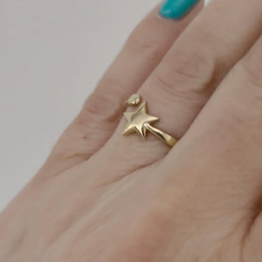 14k Solid Gold Star Adjustable Ring Celestial Tiny Ring by Garust