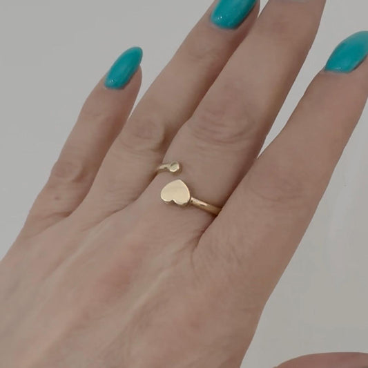 14k Solid Gold Heart Adjustable Ring Stacking Minimalist Love Ring by Garust
