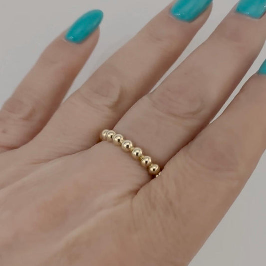 14k Solid Gold Beaded Eternity Band Ring Dainty Stackable Ring Minimalist Jewelry by Garust