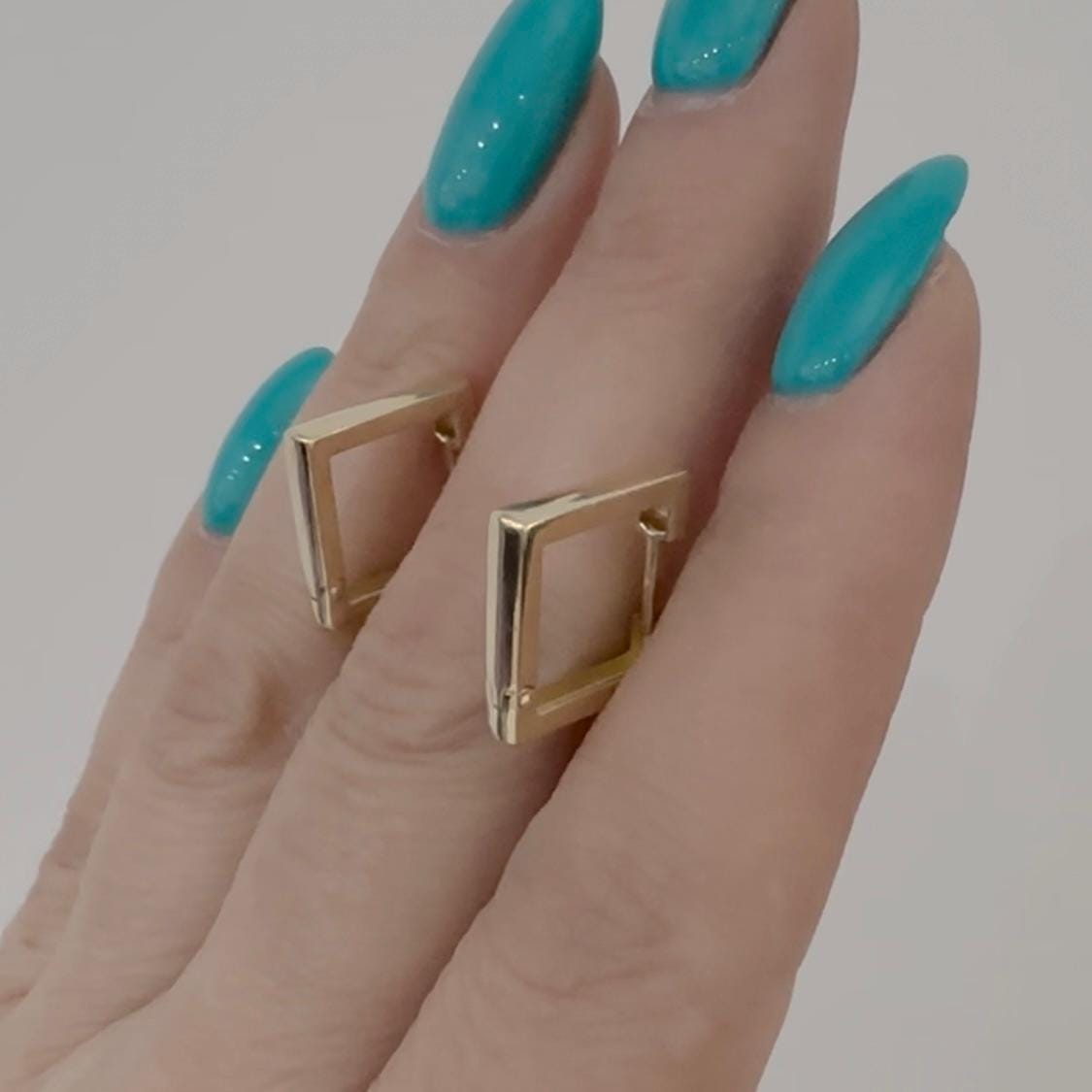 14K Real Gold Square Hoop Earrings Minimalist Geometric Modern Everyday Jewelry by Garust