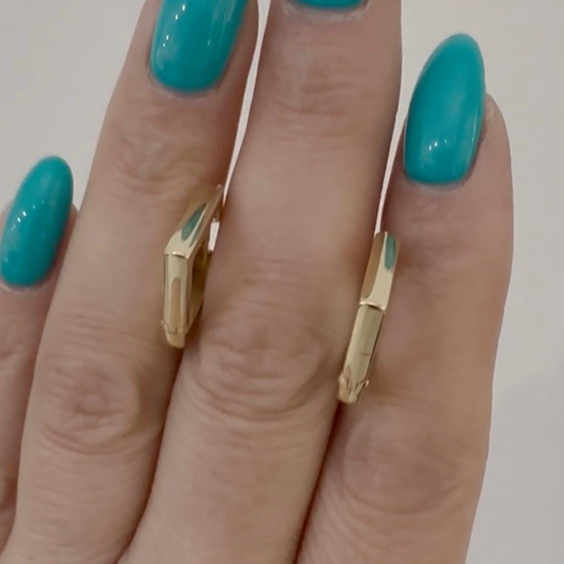 14K Real Gold Square Hoop Earrings Minimalist Jewelry by Garust