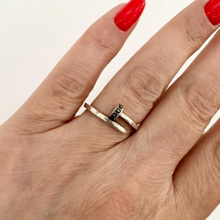 Sterling Silver Marcasite Ring Art Deco Jewelry by Garust