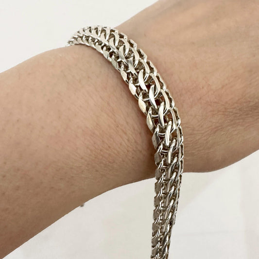 Men Sterling Silver Chunky Bracelet Wide Chain Bracelet 10 mm Brutalist Cool Man Jewelry Statement Bracelet Handmade Gift Boyfriend Dad Mens