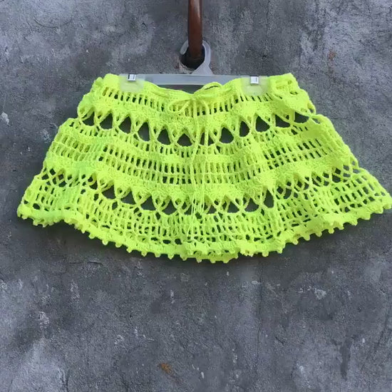 Crochet beach skirt pattern 3 sizes XS S M Crochet skirt woman Fishnet micro mini skirt Beach cover up lace skirt Cover up mesh swim skirt