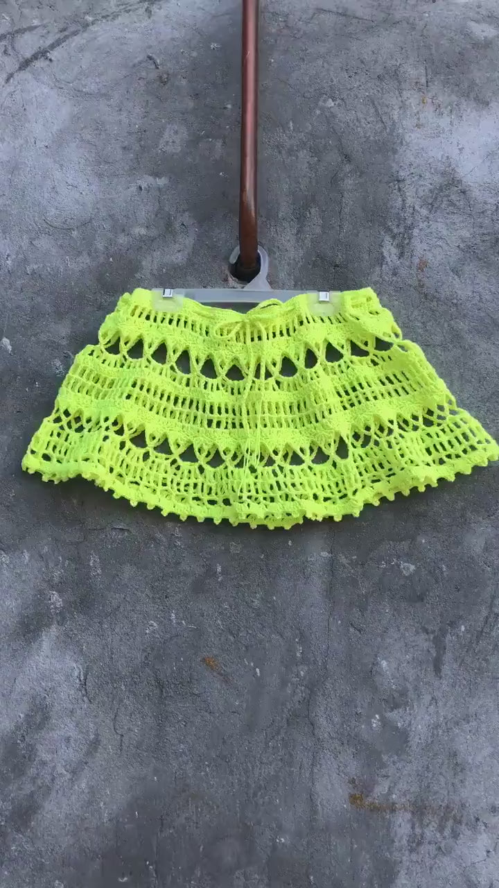 Crochet beach skirt pattern 3 sizes XS S M Crochet skirt woman Fishnet micro mini skirt Beach cover up lace skirt Cover up mesh swim skirt