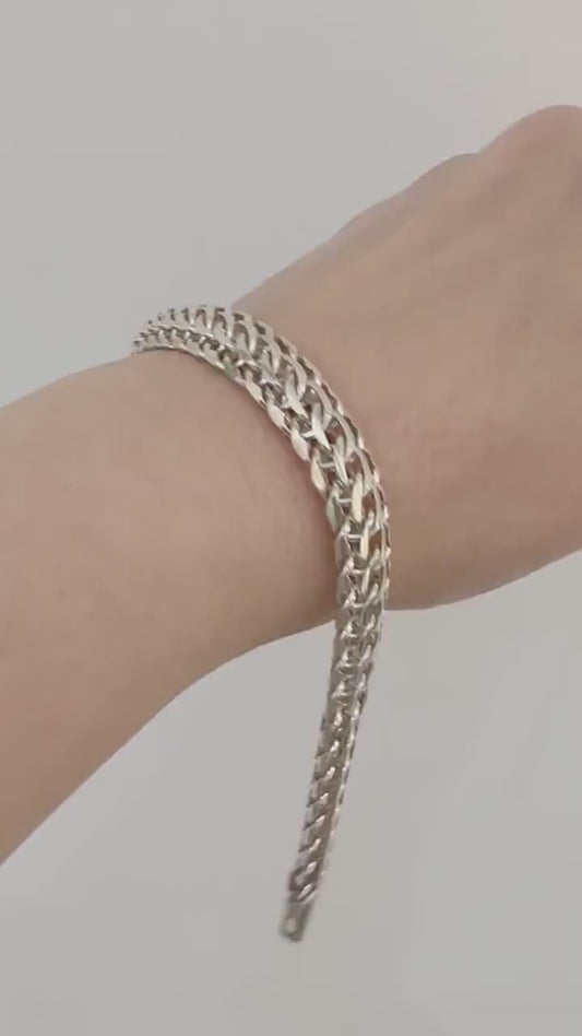 Men Sterling Silver Chunky Bracelet Wide Chain Bracelet 10 mm Brutalist Cool Man Jewelry Statement Bracelet Handmade Gift Boyfriend Dad Mens